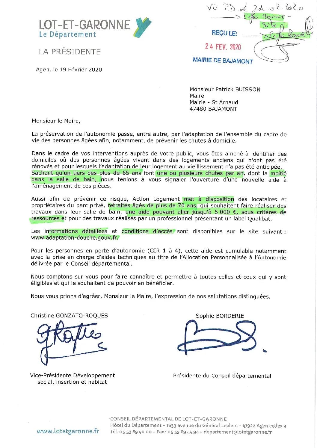 Aide départementale – action logement pour les retraités agés de plus de 70 ans.