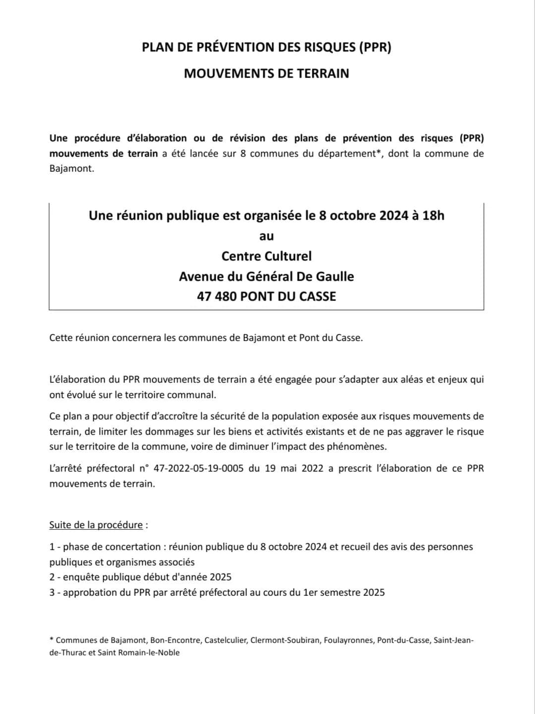 Plan de prévention des risques