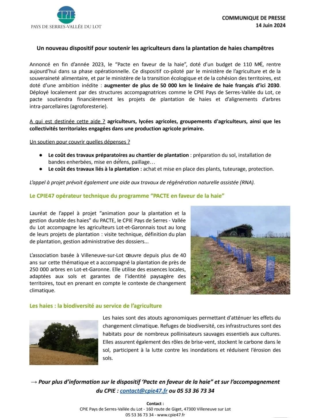 Pacte en faveur de la haie.